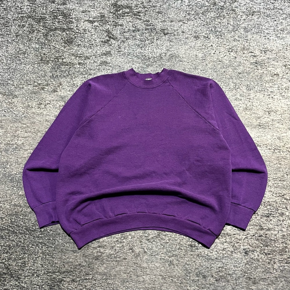 Vintage 90s Fruit Of The Loom Blank Crewneck Sweatshirt Mens Large Purple USA‎